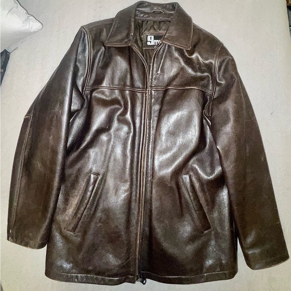 Vintage Zip Up Leather Jacket- Super warm cute and cozy